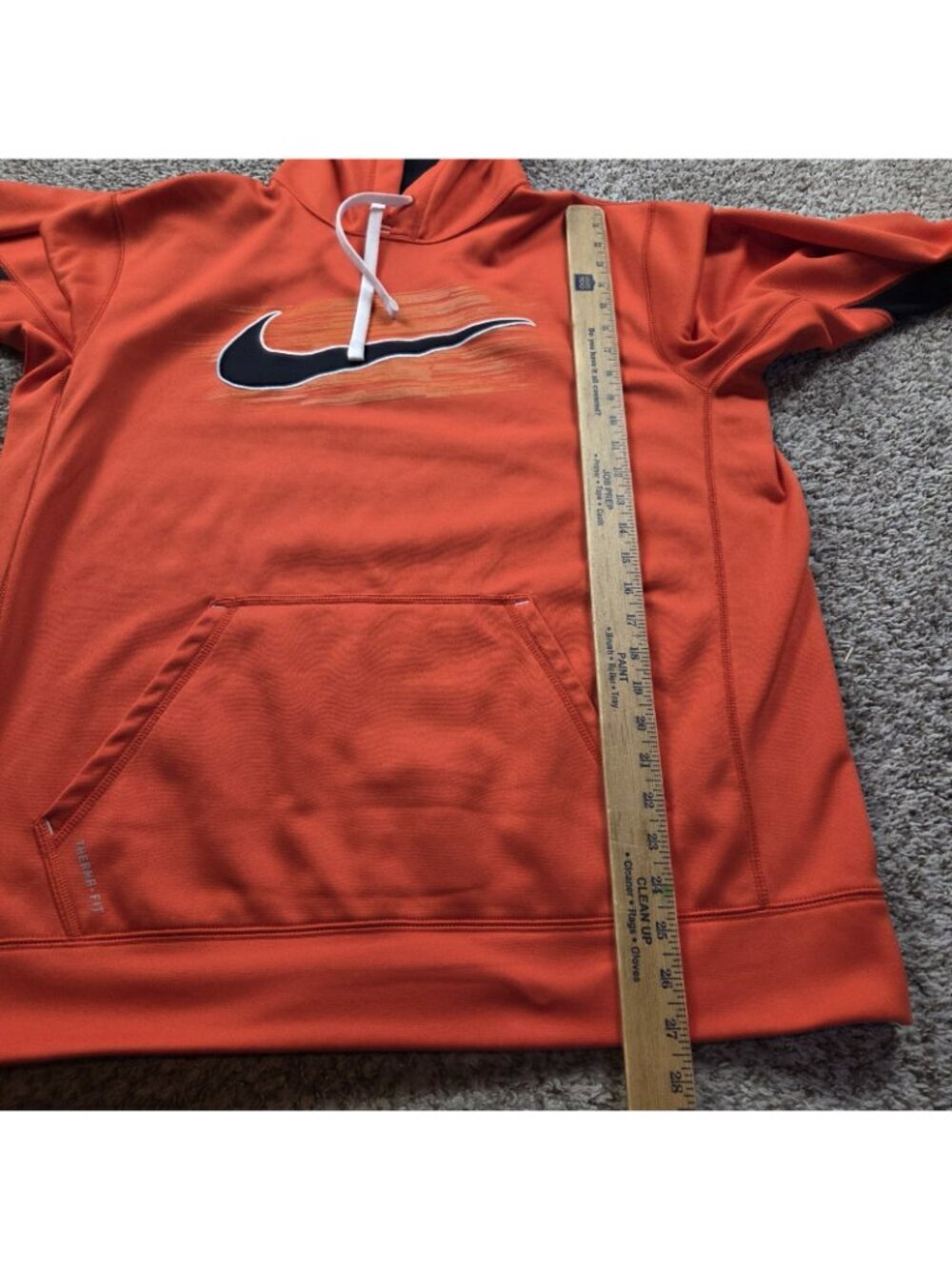 Nike Hoodie Men's Large Orange Therma Fit Pullover Sweatshirt Graphic - Picture 5 of 7